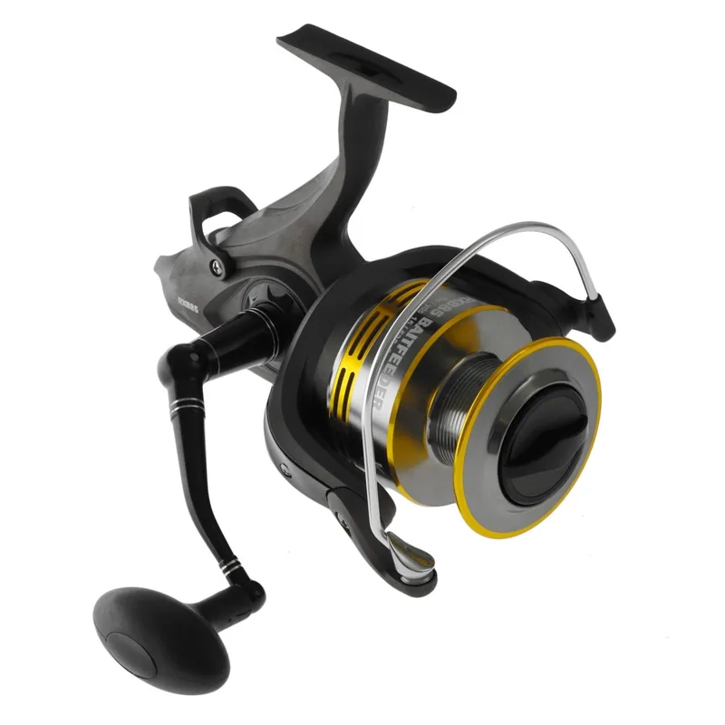 Kilwell RXB 85 Baitfeeder spinning reel, side view showing the spool and baitfeeder lever